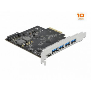 Delock PCI Express x4 Karta na 1 x USB Type-C™ + 4 x USB Typ-A - SuperSpeed USB 10 Gbps