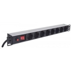 Intellinet 19" 1U Rackmount 8-Way Power Strip - German Type, rozvodný panel, 8x DE zásuvka, 3m kabel