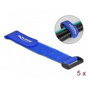 Delock Kabelový úvazek na suchý zip, se smyčkou, D 190 x Š 25 mm, modrý, 5 ks