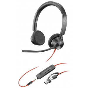 Poly Blackwire 3325 Stereo USB-C Headset +3.5mm Plug +USB-C/A Adapter