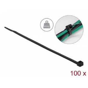Delock Kabelový úvazek s vysokou pevností v tahu, D 300 x Š 4,8 mm, černý, 100 ks