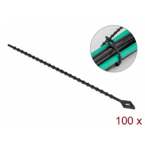 Delock Bleskový úvazek na opakované použití, D 200 x Š 2,4 mm, černá, 100 ks