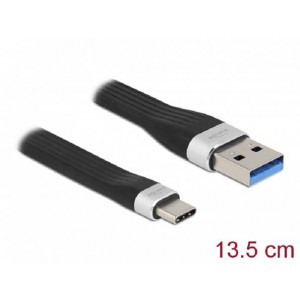 Delock USB 3.2 Gen 2, FPC plochý stuhový kabel, USB Typ-A na USB Type-C™, 13,5 cm, PD 3 A