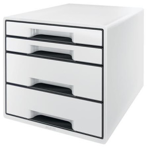 LEITZ Zásuvkový box  WOW CUBE, 4 zásuvky, bílá