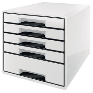 LEITZ Zásuvkový box  WOW CUBE, 5 zásuvek, bílá