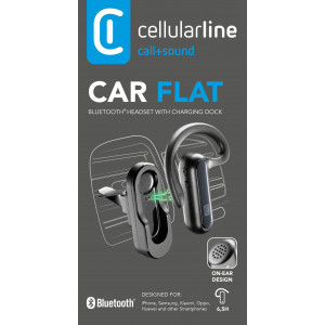 Bluetooth headset Cellularline CAR FLAT včetně nabíjecí základny do auta, černý