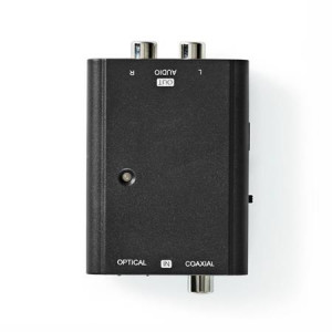 Nedis ACON2509BK - Digitální audio převodník | 2cestný | Vstupní konektor: 1x S / PDIF (RCA) Zásuvka / 1x TosLink Zásuvka | 