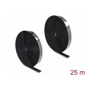Delock Vysoce spolehlivý pásek na suchý zip, samopřilnavý, D 25 m x Š 25 mm, černý
