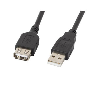 LANBERG USB-A M / F 2.0 kabel 0,7m, černý