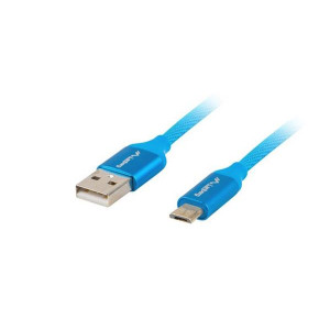 LANBERG Micro USB (M) na USB-A (M) 2.0 kabel 1m, modrý, rychlé nabíjení 3.0 