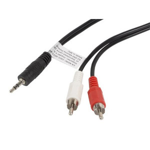 LANBERG Minijack 3,5mm (M) 3 PIN na 2x RCA (CINCH) (M) kabel 1,5m 