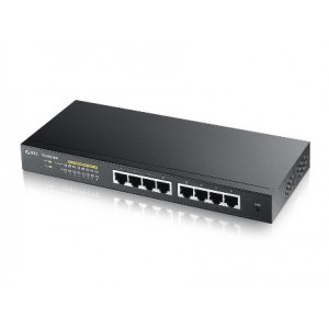 Zyxel GS1900-8HP, 8-port GbE L2 PoE Smart Switch, 802.3at, desktop, fanless, 77 Watt