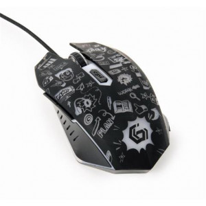 Gembird Myš MUS-6B-GRAFIX-01, černá s grafickým potiskem, USB