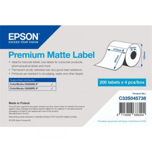 EPSON Premium Matte Label - Die Cut Roll: 210mm x 297mm, 200 labels