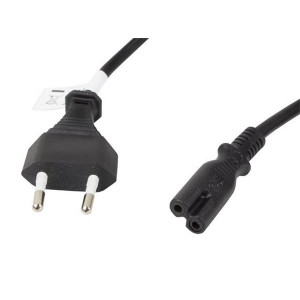 LANBERG CEE 7/16 na IEC 320 C7 EURO (RADIO) POWER CORD 3M VDE černý  
