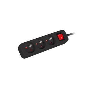 LANBERG Prodlužovací přívod   1.5M 3X klasická zásuvka s vypínačem měď kabel černý