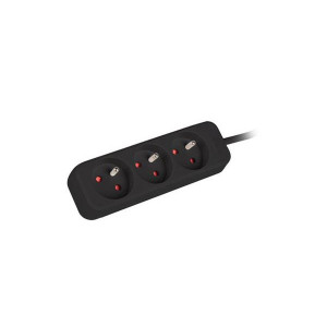 LANBERG Prodlužovací přívod   3M 3X klasická zásuvka měď kabel černý