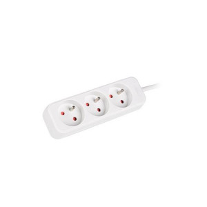 LANBERG Prodlužovací přívod   3M 3X klasická zásuvka měď kabel bílý