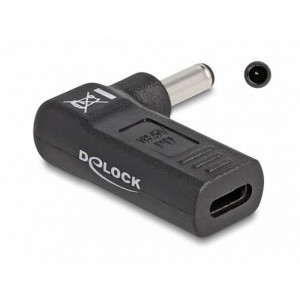 Delock Adaptér na kabel na nabíjení laptopu, ze zásuvky USB Type-C™ na zástrčku Dell 4,5 x 3,0 mm, úhlový 90°
