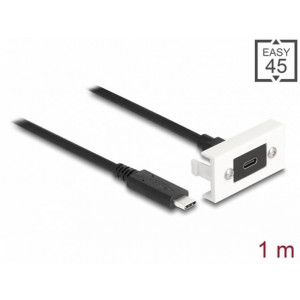 Delock Modul Easy 45 SuperSpeed USB 10 Gbps (USB 3.2 Gen 2) ze zásuvky USB Type-C™ na zástrčku USB Type-C™ s krátkým kab