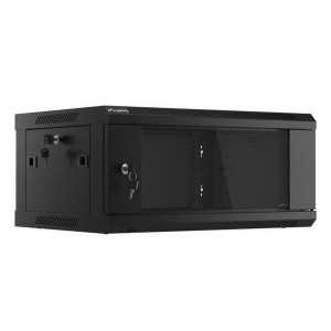 LANBERG Nástěnná jednodílná skříň 19", 4U/600x450, (v rozloženém stavu), V2, černá (RAL9004)