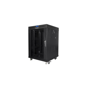 LANBERG Volně stojící skříň 19", 15U/600x600, (v rozloženém stavu), skleněné dveře, LCD, černá (RAL9004)