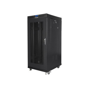 LANBERG Volně stojící skříň 19" 27U/600x800 (v rozloženém stavu) síťované dveře LCD černá (RAL9004)  