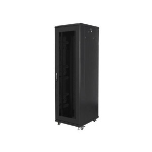 LANBERG Volně stojící skříň 19" 42U/600x800 (v rozloženém stavu) síťované dveře černá (RAL9004)  