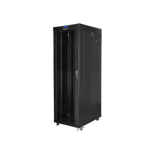 LANBERG Volně stojící skříň 19" 42U/800x1000 (v rozloženém stavu) skleněné dveře LCD černá (RAL9004)  