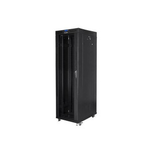 LANBERG Volně stojící skříň 19" 42U/800x800 (v rozloženém stavu) skleněné dveře LCD černá (RAL9004)  