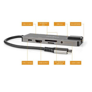 Nedis CCBW64775AT02 - Dokovací Stanice | USB 3.2 Gen 1 | USB-C™ Zástrčka | RJ45 Zásuvka / SD / Výstup HDMI™ / 2x USB-C™ 