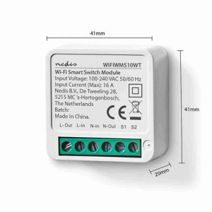 Nedis WIFIWMS10WT - SmartLife Spínač Wi-Fi | 3680 W | Připojení terminálu | Aplikace ke stažení pro: Android™ / IOS