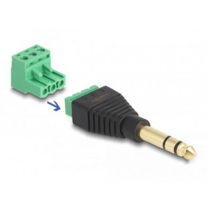 Delock Adaptér Stereo jack samec 6,35 mm > svorkovnice 3 pin 2-části