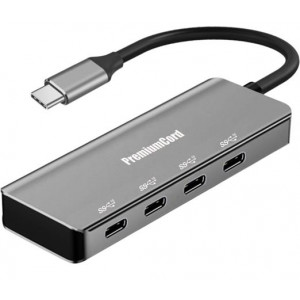 PremiumCord 5G SuperSpeed Hub USB-C na 4x USB 3.2 C Aluminum