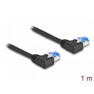 Delock Síťový kabel rozhraní RJ45 Cat.6A, S/FTP, levý pravoúhlý, 1 m, černý