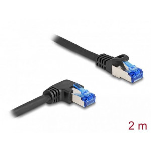 Delock Síťový kabel rozhraní RJ45 Cat.6A, S/FTP, přímý / pravý pravoúhlý, 2 m, černý