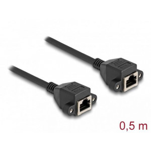 Delock Prodlužovací kabel RJ50 ze zásuvky na zásuvku, S/FTP, 0,5 m, černý