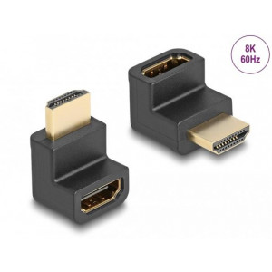 Delock High Speed HDMI with Ethernet Adapter Stecker zu Buchse gewinkelt 8K 60 Hz schwarz