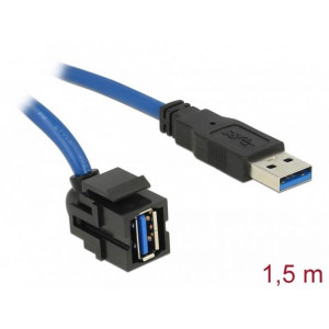 Delock Keystone modul USB 3.0 A samice 250° > USB 3.0 A samec s 1,5 m kabelem