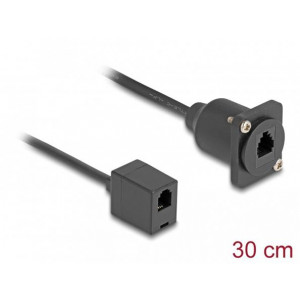 Delock Kabel RJ10 typu-D, ze zásuvky na zásuvku, černý, 30 cm