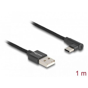 Delock Kabel USB 2.0 Typ-A samec na USB Type-C™ samec pravoúhlý 1 m černý
