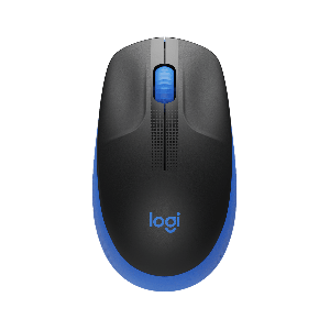 Logitech M190/Kancelářská/Optická/1 000 DPI/Bezdrátová USB/Černá-modrá
