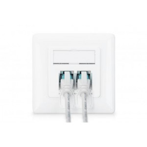 Digitus Síťová zásuvka CAT 6A Class, stíněná 2x RJ45, LSA, čistě bílá, zapuštěná montáž, 8 směr