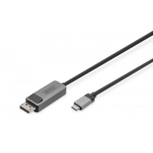 DIGITUS 8K@30Hz. USB typu C na DP; kabelový adaptér HBR3; hliníkový kryt; Černá 1m