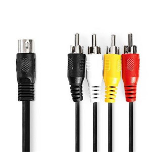 Nedis CAGL20400BK10 - Audiokabel DIN | DIN 5-pin Zástrčka - 4x RCA Zástrčka | 1 m | Černá 