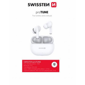 SWISSTEN BLUETOOTH TWS SLUCHÁTKA PRO TUNE BÍLÝ