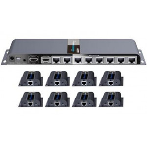 PremiumCord HDMI 1-8 splitter+extender po CAT6/6a/7, FULL HD, 3D