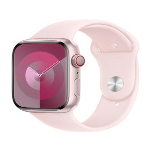Apple Watch Series 9 Cellular 45mm Růžový hliník se světle růžovým sportovním řemínkem M/L