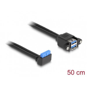 Delock Kabel USB 5 Gbps ze zásuvkového pinového konektoru, na 2 x zásuvky rozhraní USB 5 Gbps Typ-A, k  vestavění, 50 cm