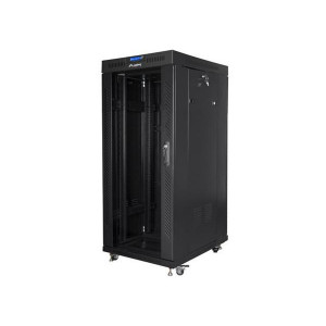 LANBERG Volně stojící skříň 19" 27U/800x1200 (v rozloženém stavu) černá (RAL9004) skleněné dveře LCD  